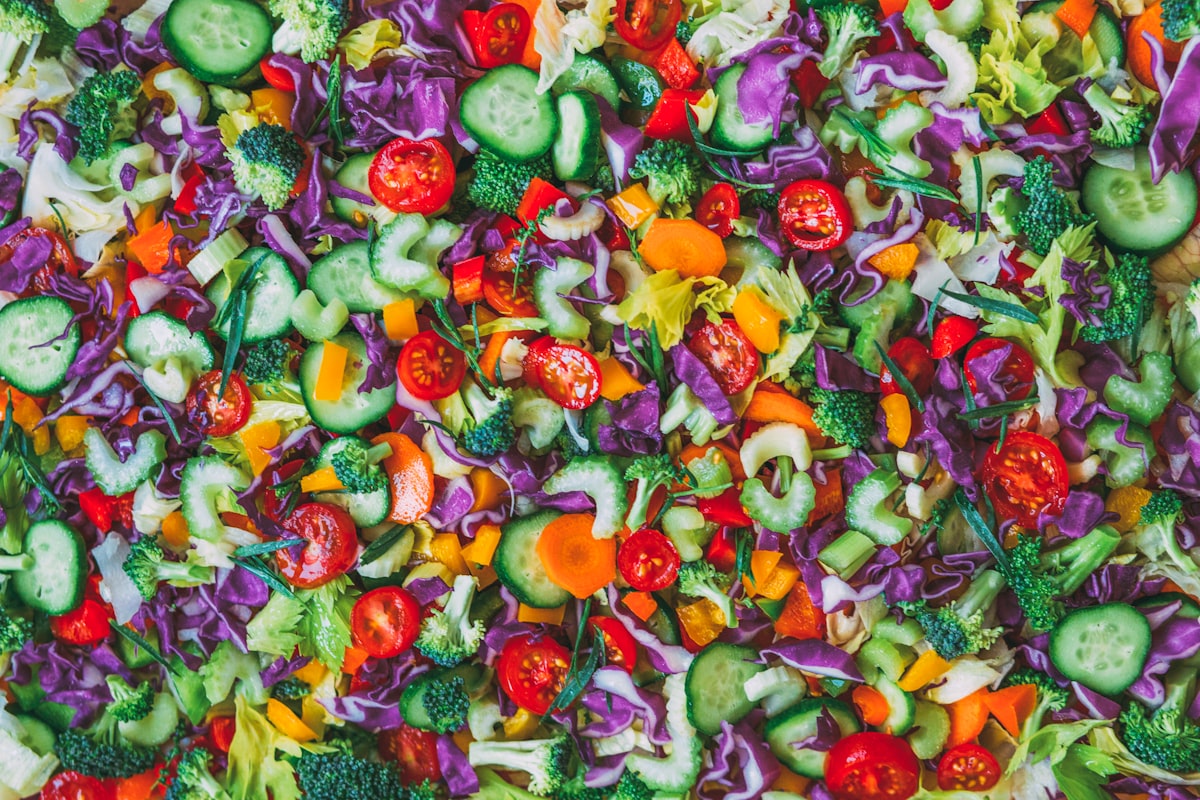 Fresh raw salad with colorful vegetables